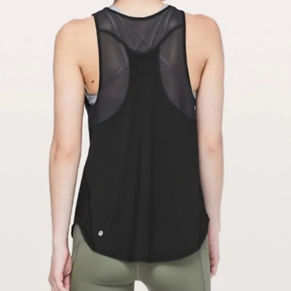 Lululemon Sculpt Tank II Relaxed Fit Black Mesh Athletic Performance Tank Top